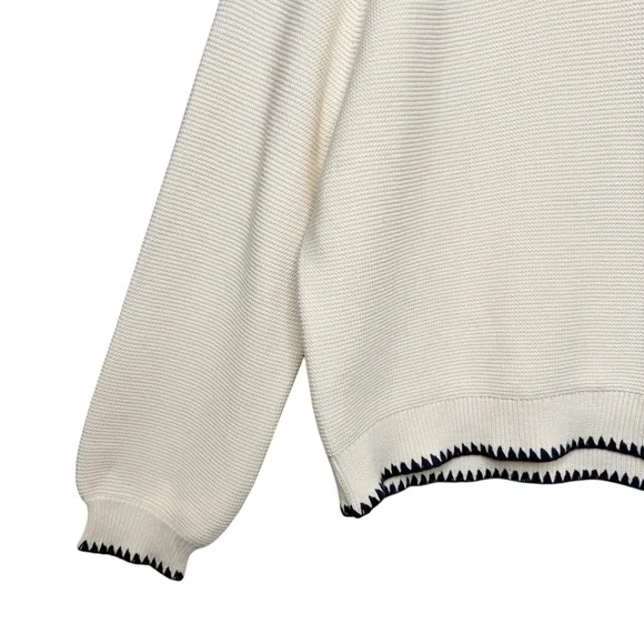 NWOT Boden Lena Cream Stitch Detail Jumper Women’s Bishop Sleeve Sweater Sz L - Picture 5 of 12